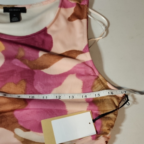 Halogen NWT Pink and Tan Ruched Fitted Tank Top - Picture 5 of 8